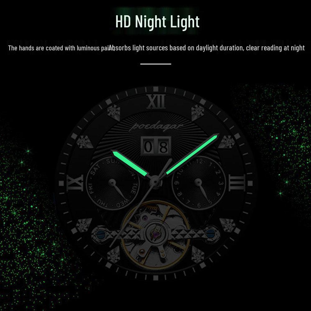Relógio Mecânico Automático Masculino Suíço - À Prova d'Água & Luminoso.