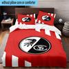 3-teiliges Bettwäsche-Set mit roten und weißen Streifen und Wappen, inklusive 1 Bettbezug und 2 Kissenbezügen. Perfekt für Schlafzimmer, Wohnheim, Weihnachtsgeschenk für Fans
