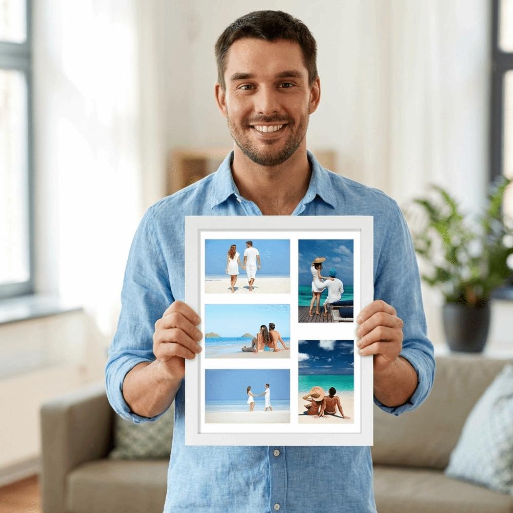 Rectangle 5-Grid Photo Frame Handmade Collage Frame Decorative Frame  Multi-Photo Display