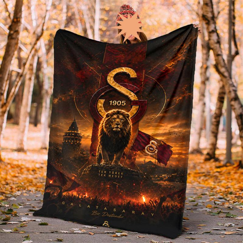 Galatasaray Flannel Blanket Soft Warm All-Season Throw, Design for Camping, Car Travel, Hiking Sofa, Bed, Office Perfect Gift for Parties