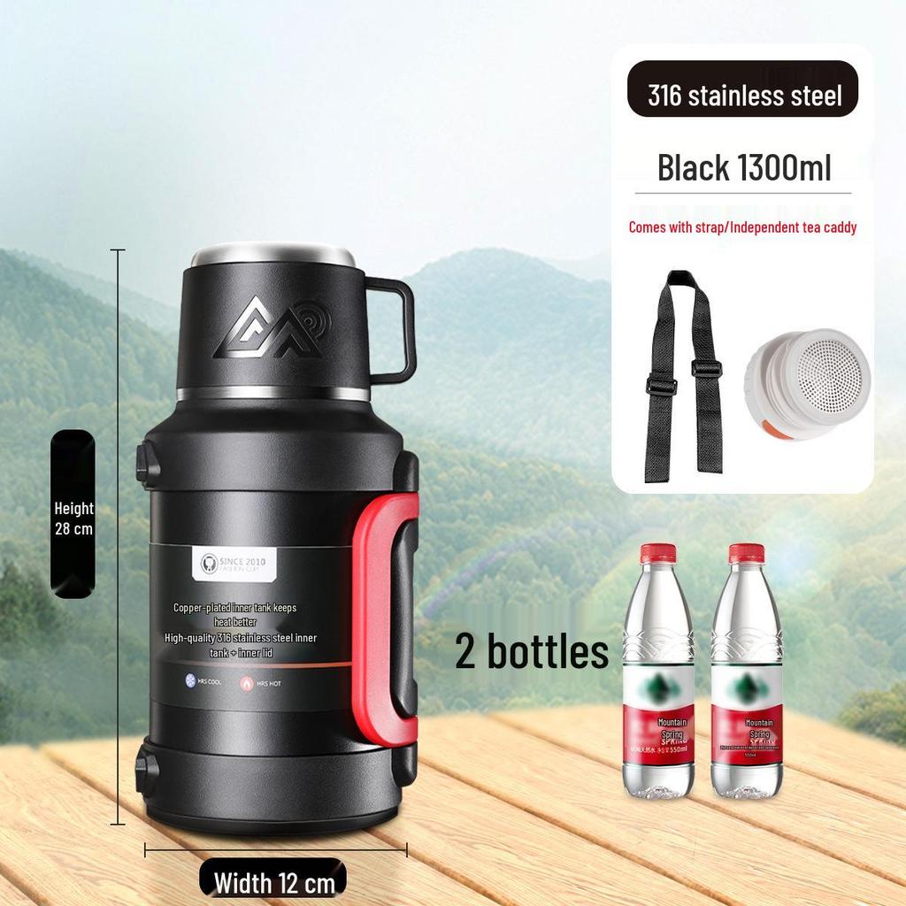 Large Capacity Stainless Steel Insulated Travel Thermos Flask - Portable, Multi-Use Hot Water Kettle