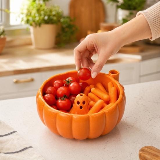 Swirl Bowl with Ghost Decor Halloween Bowl Center Berry Wash 360 Degree Rotating
