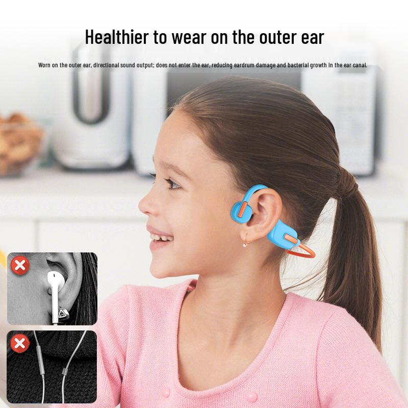 Wireless Bluetooth Bone Conduction Kids' Headphones - Ear Protection, Non-In-Ear, for Students, Online Classes, Sports, Running, Hanging Type