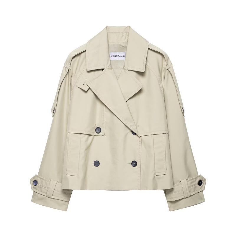 European and American style, new women's clothing, fashionable and versatile two-color anti-splashing daily casual short trench coat