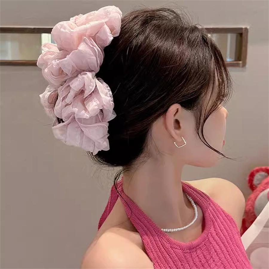 Fashion Large-size Multi-layer Bow Scratching Headdress High-quality Flower Mesh Shark Clip  New Headband Hair Accessories