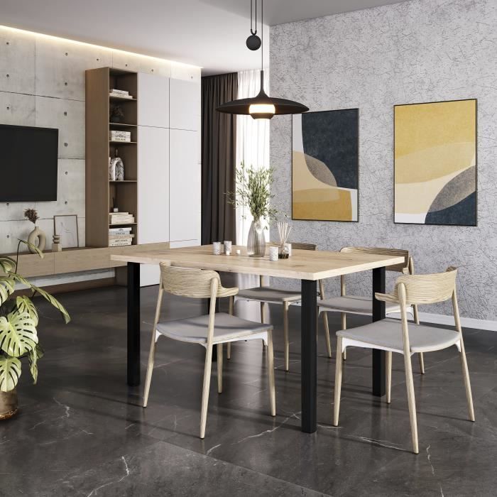 Emuca Lot De 4 Pieds De Table Carrés, 50x50mm, Acier, Peint En Noir