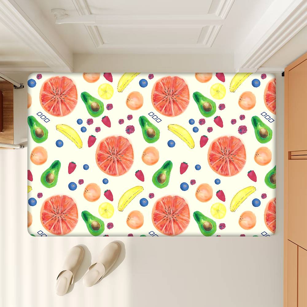 Cartoon Fruit Pattern Hallway Carpet Non-Slip Laundry Room Mat Laundry Decor Balcony Child Living Room Toilet Rug