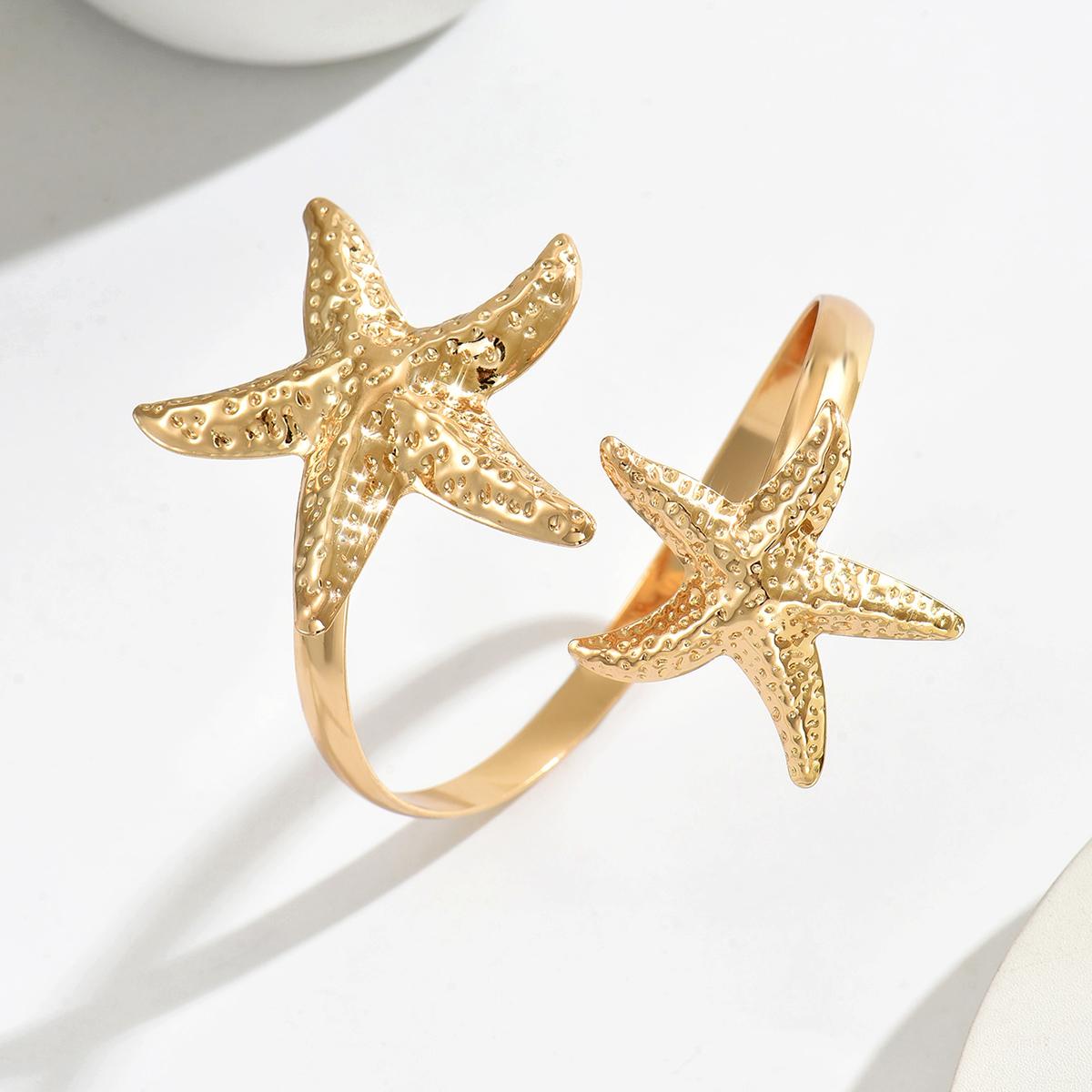 

Chic starfish Shaped Cuff Bracelet Whimsical Ocean Style Gold/Silver Color Bracelet For Women Charming Beach Weddings Jewelry