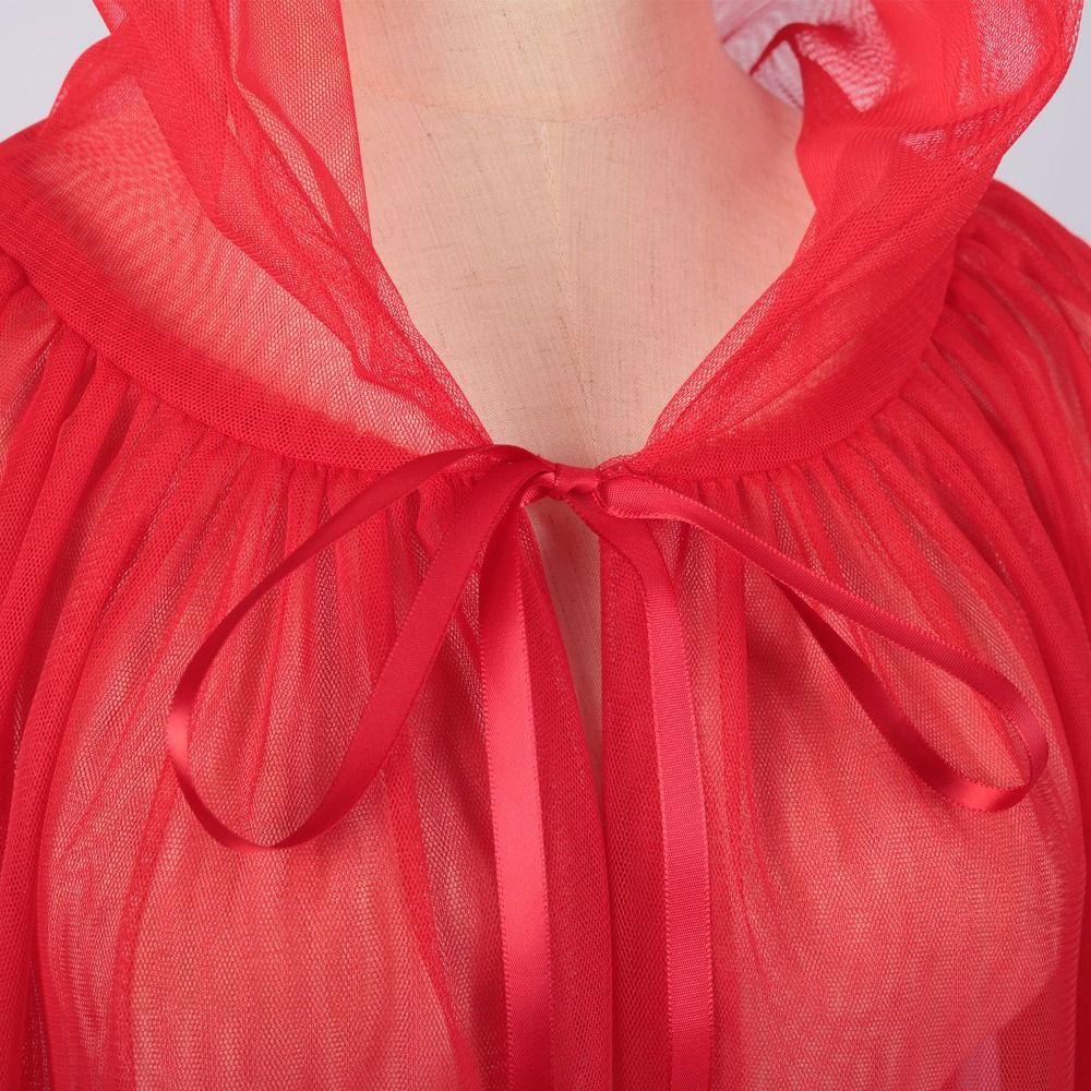 Dress Up Women Halloween Costume Lace Up Hooded Cloak Funny Mesh Ghost Cloak  Children