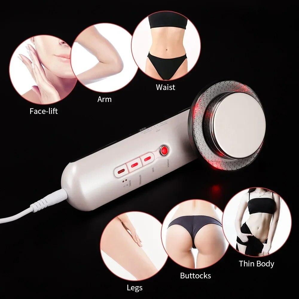 Massaggiatore dimagrante per il corpo con cavitazione ad ultrasuoni per donne Dispositivo di bellezza per il sollevamento facciale a infrarossi lontani per la perdita di peso con micro corrente EMS