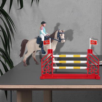 3 Pieces Equestrian Toy Set with Horse Horseman and Fence, Kids Pretend Play Race Toys for