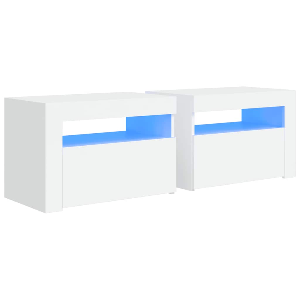 Vidaxl Szafki Nocne Z Led, 2 Szt., Białe, 60X35X40 Cm