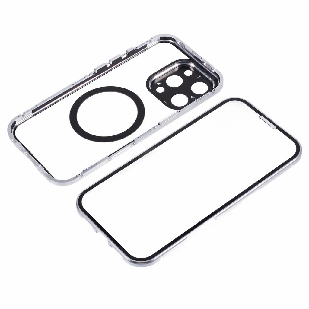 For iPhone 16 Pro Case Double Sides Tempered Glass Phone Cover Compatible with MagSafe Full Protector