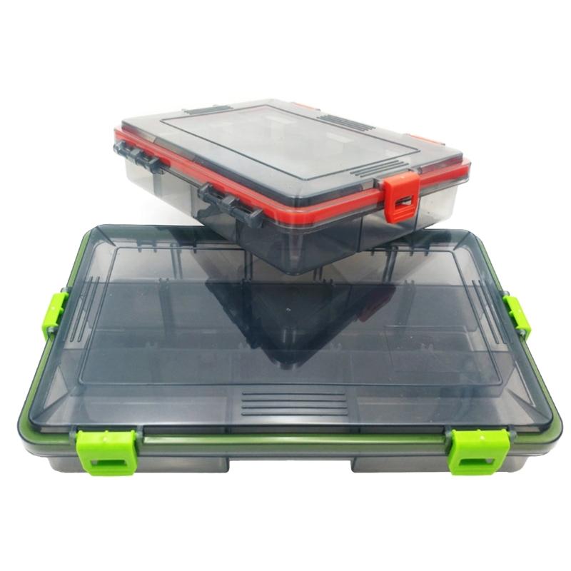 Wasserdichte Angelzubehör-Organizerbox Tackle-Einsatzbox mit verstellbaren Einsätzen Transparente Aufbewahrungsbox für Angelköder