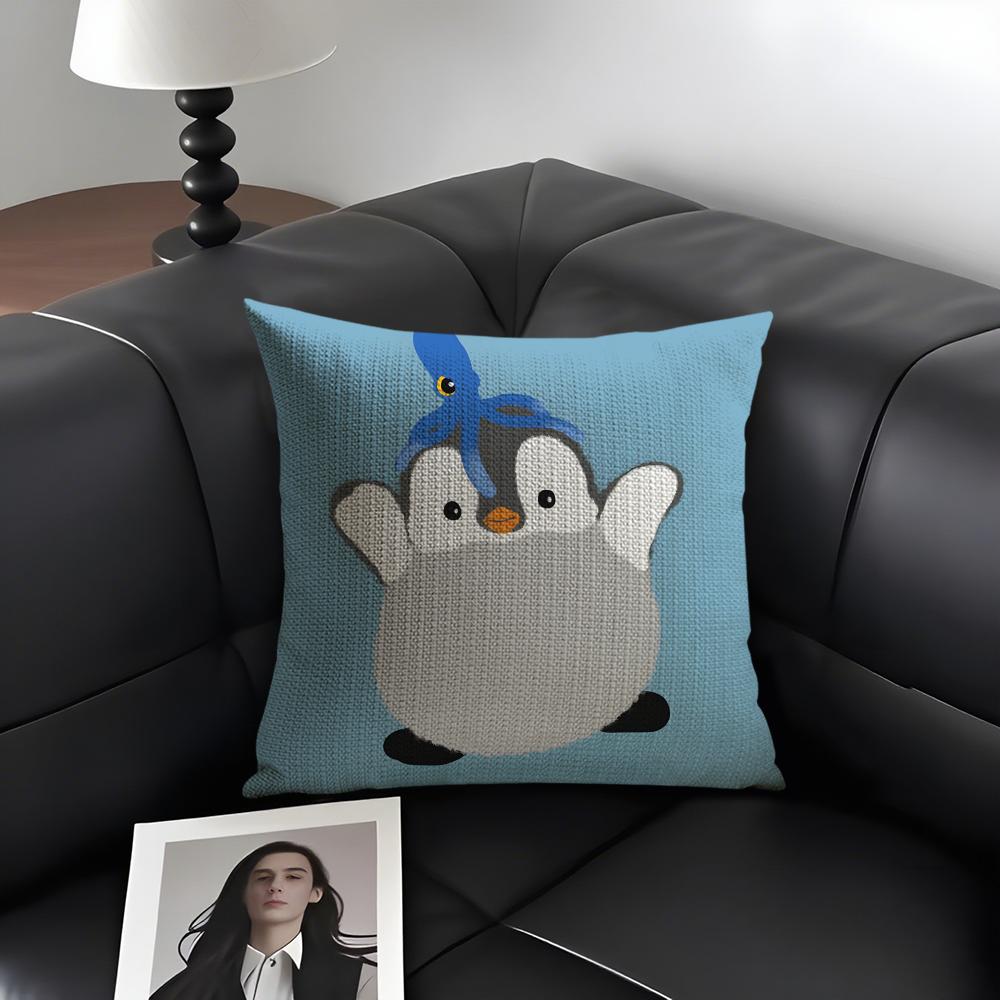 

Пингвин Милый Наволочка Натуральный Лен Органическая Ткань Двусторонняя Печать Диван Домашний Декор Подарок Наволочка 30x30cm