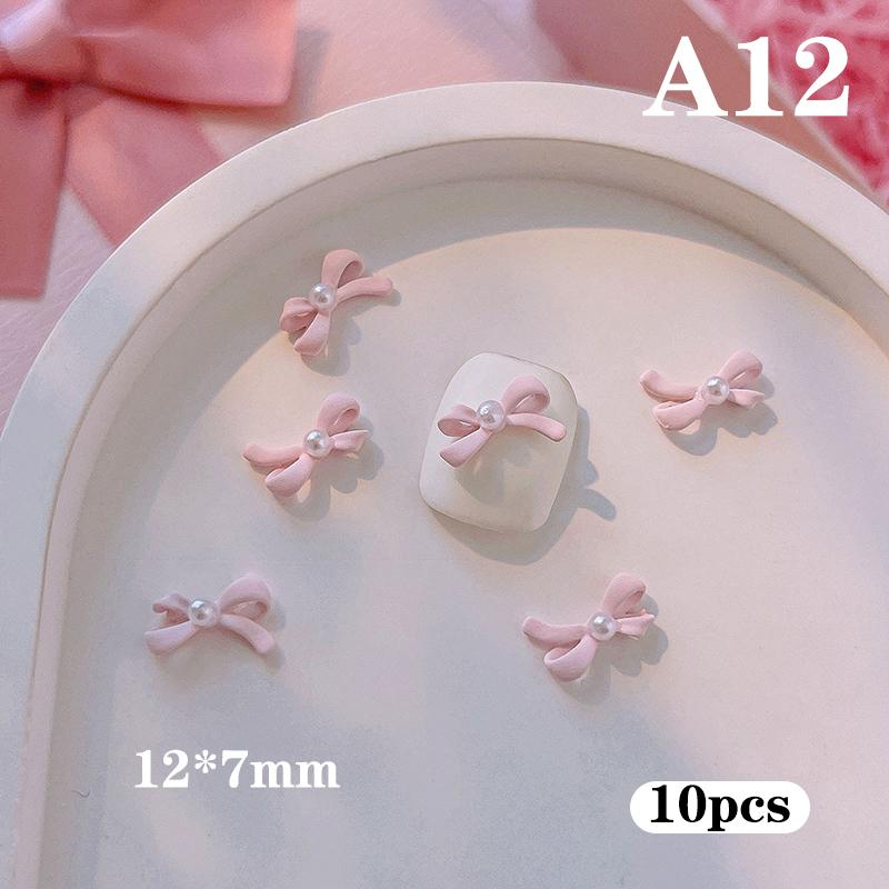 10 Stück Lange Rosa Harz Schleife Nagelkunst Charme 3D Kawaii Mattierte Fee Nagel Schleifen Dekor Teile Diy Design Nagelzubehör