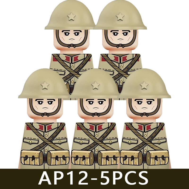 WW2 Military Soldier Figures Building Blocks Army Japanese Warrior Medical Nurse Officer Infantry Helmets UV Printed Bricks Toys