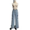 2026 Frühling/Sommer Neuer Trend Elastischer Bund Kordelzug Cargohosen Lässige Weitbeinige Jeans für Damen