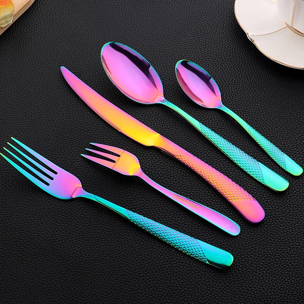 16PCS Gold Tableware Sets Stainless Steel Cutlery Knife Tea Fork Coffee Spoon Flatware Dishwasher Safe