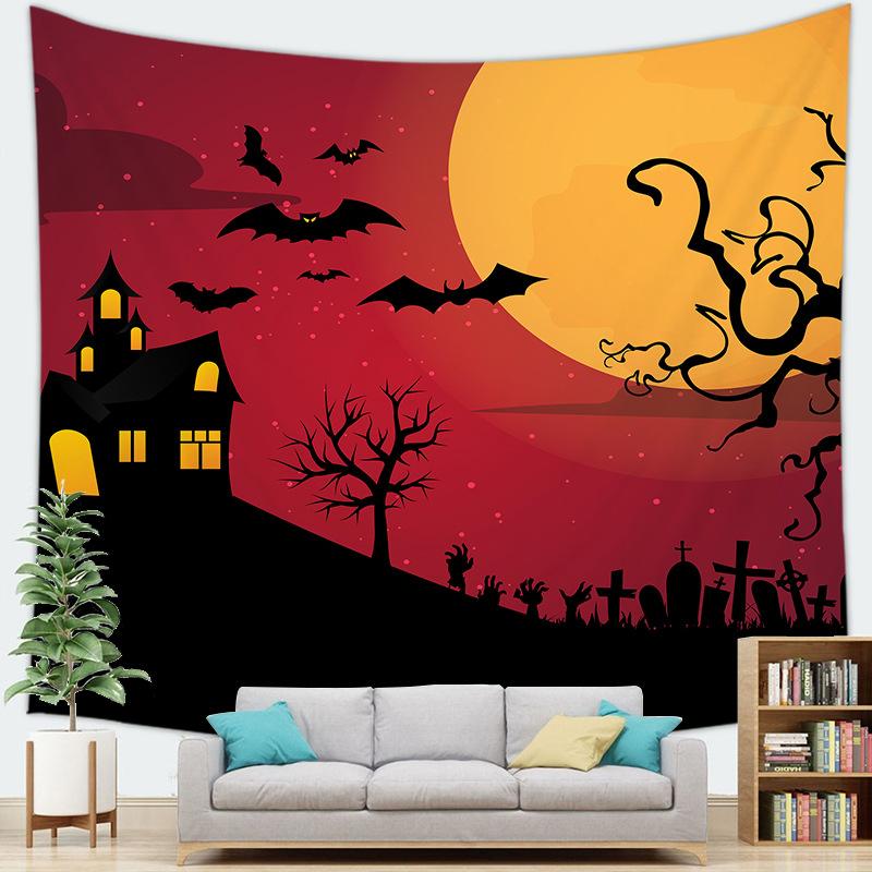 Halloween Theme Background digitalprinted polyester tapestries living rooms bedrooms macrame wall hanging room decor aesthetic 74x94cm(29x37in)