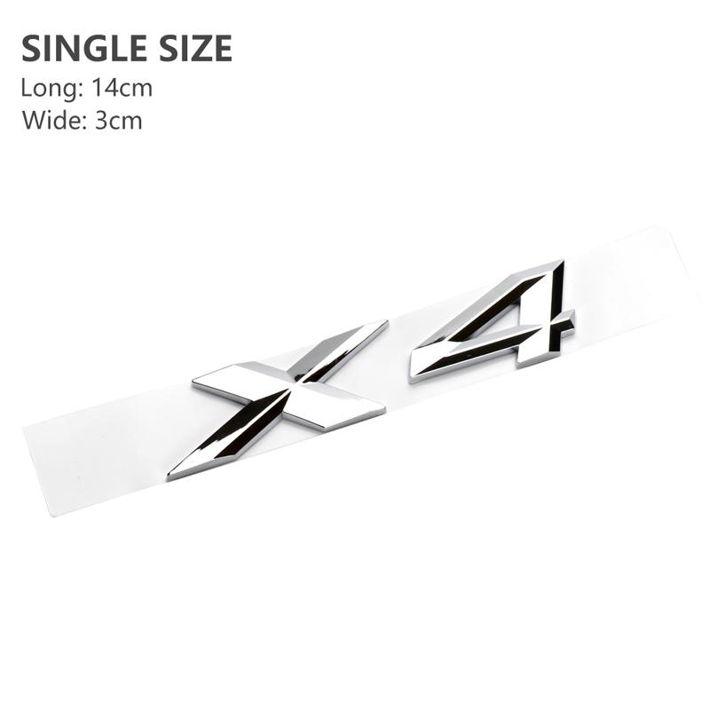 Logo 3D Chrome Stříbrné písmeno na ocasu Plastový znak Odznak Nálepka Dekorace pro X1 X3 X5 X6 E83 F25 GT Autodoplňky Styling
