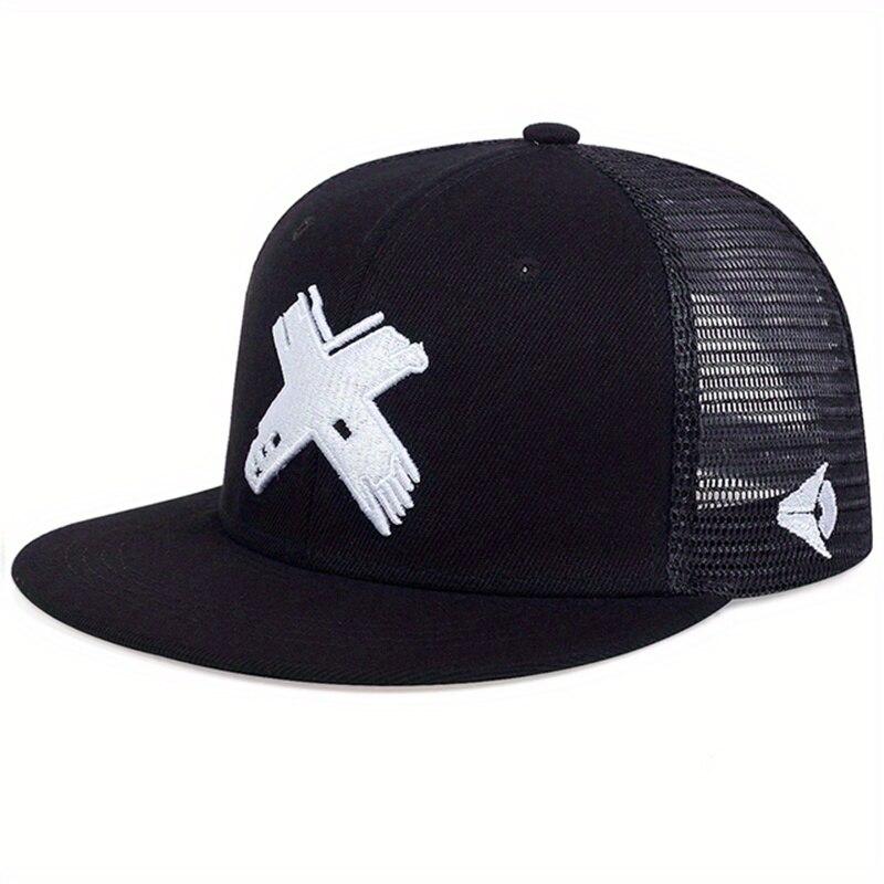 Unisex X-Buchstaben-Stickerei Hip-Hop-Netzhüte Outdoor Verstellbare Lässige Baseballkappen Sonnenhut