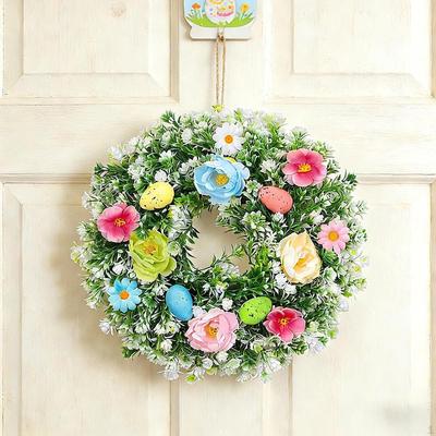 Artificial Easter Wreath Flower Spring Summer Wreaths for Indoor Outdoor