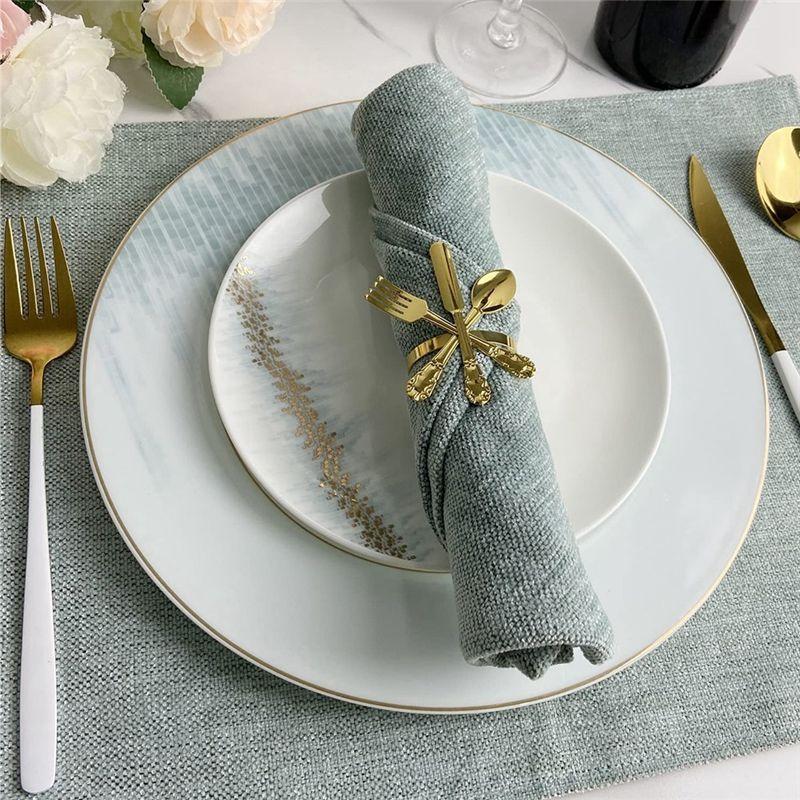 Good-12Pcs Metal Knife And Fork Spoon Napkin Rings Holder For Christmas Party Wedding Used For Daily Table Parties