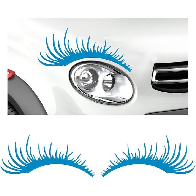 2 PCS Eyelash Decal for Car Headlight, Waterproof Auto Funny Fake Eyelash Sticker for Decoration, Self-Adhesive Sticker for Vehicle Headlamp,