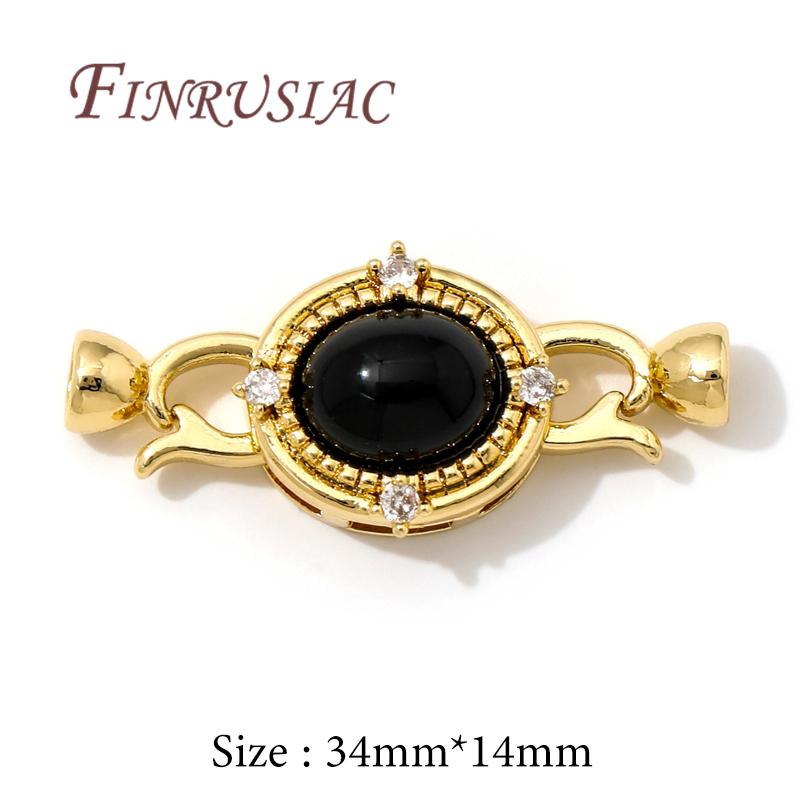 18K Real Gold Plated Inlaid Natural Stone Jewelry Clasps Fasteners For Bracelets Accessories,Locks For Jewelry,Necklace Findings