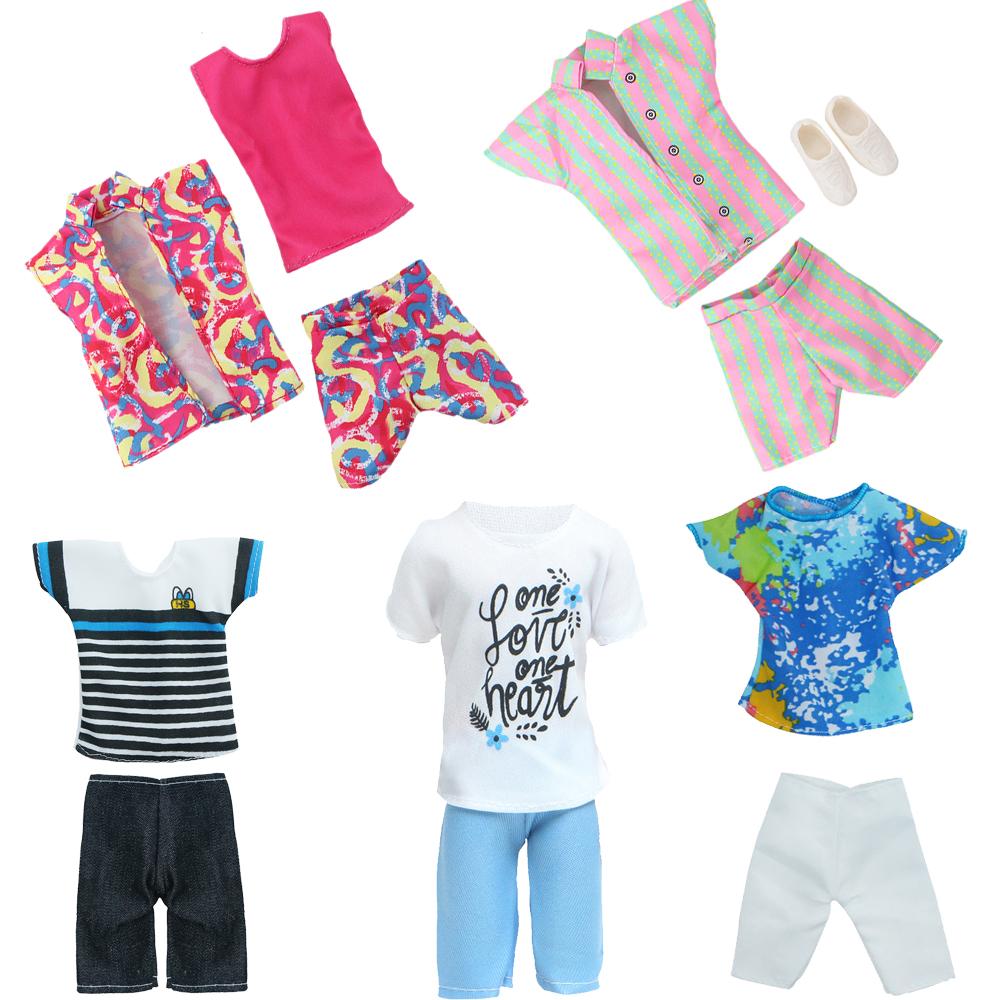 5 set Ken Doll barbie Doll Outfit 12 inch Doll Casual Clothes Shirt Short Pants Trousers Coat Boy Doll Kids Assceeories Chirstmas Gift Toy