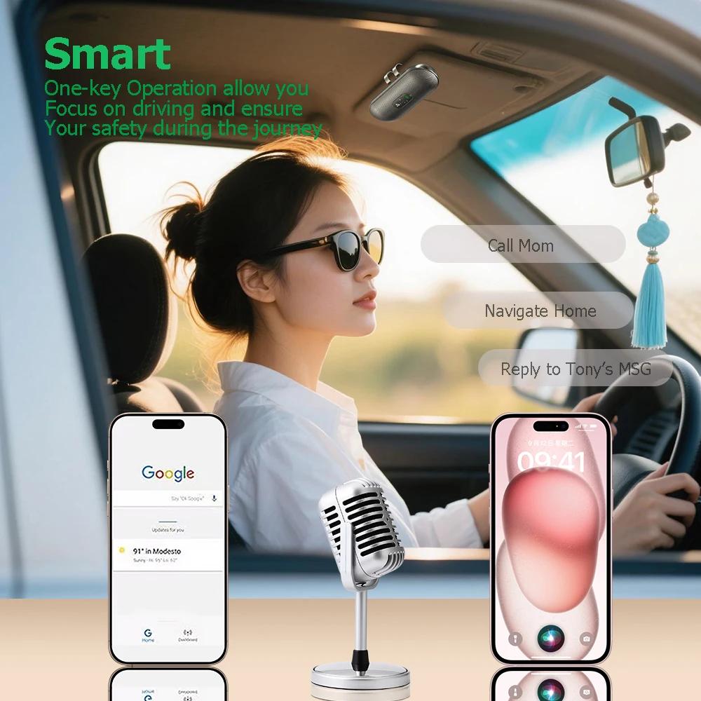 Bluetooth 5.4 Car Kit Handsfree Sun Visor Speaker Wireless Speaker Speakerphone With Voice Assistant Car Electronics Accessories
