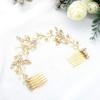 Gorais Crystal Bride Wedding Hair Combs Gold Leaf Bridal Hair Pieces Pearl Hair Accessories for Women and Girls (A-Gold) (A-Gold)