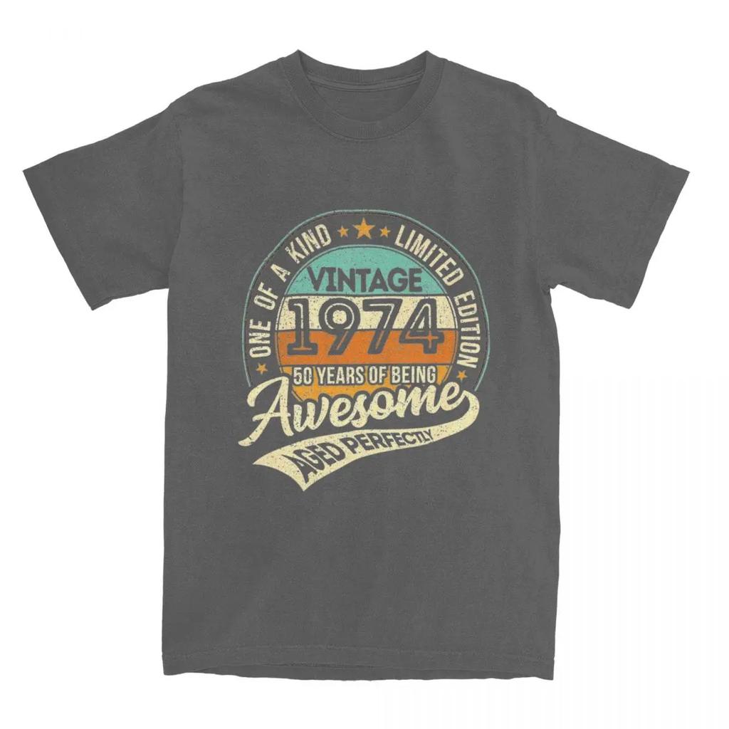 50 Years Old 50th Birthday Gifts Merch Shirt Men Women Vintage 1974 People Novelty Pure Cotton Graphic Print Tee Shirts