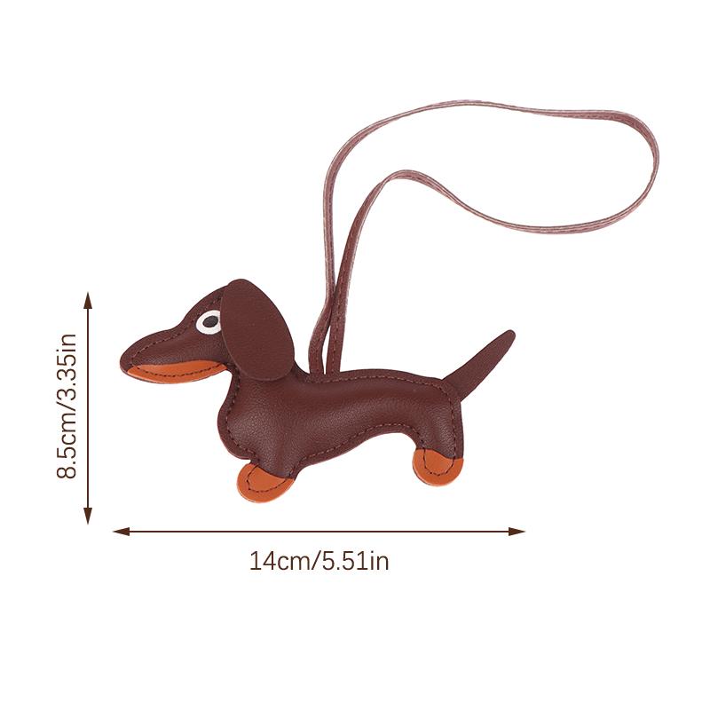 1Pc Men'S Car Dachshund Keychain Pu Leather Dog Keychains  For Women
