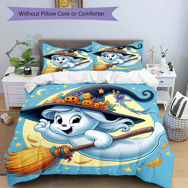 

3pcs Beautiful witch ghost Pattern Bedding Set, 1* Cover + 2*Pillowcases, Printed Bedding Set, Soft and ComfortableM017 135x200cm