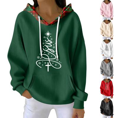 Moletom Feminino Casual de Moda com Estampa de Natal e Manga Longa