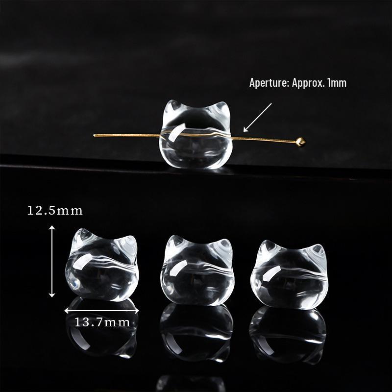 Handmade White Crystal Nine-Tailed Fox Pixiu Glass Bead Accessory