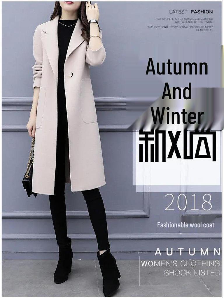 Korean Style Mid-Length Loose Woolen Coat - 2025 Trend, Autumn Winter, Plus Size, Thickened Women's Outerwear