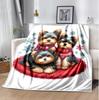 Chrismas Dog Flannel Blanket Soft Warm All-Season Throw, Design for Camping, Car Travel, Hiking Sofa, Bed, Office Perfect Gift for Parties