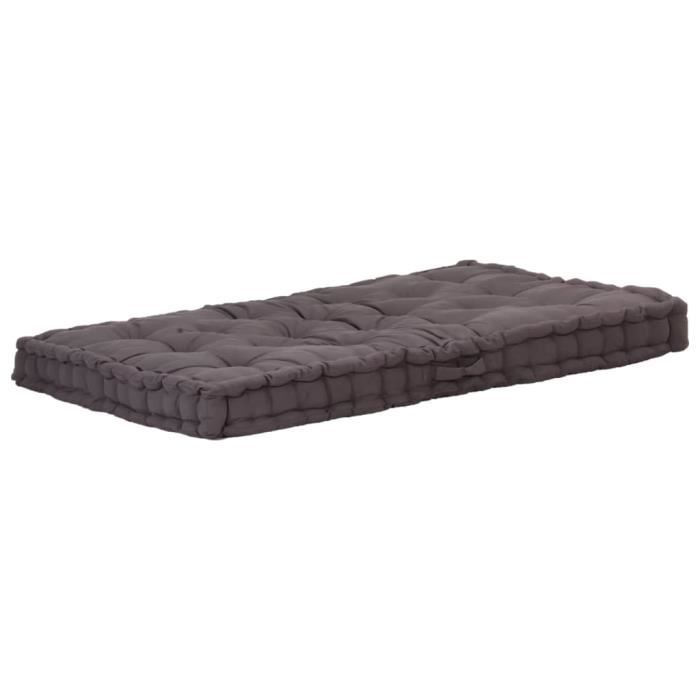 VidaXL Coussin de plancher de palette Coton 120x80x10 cm Anthracite