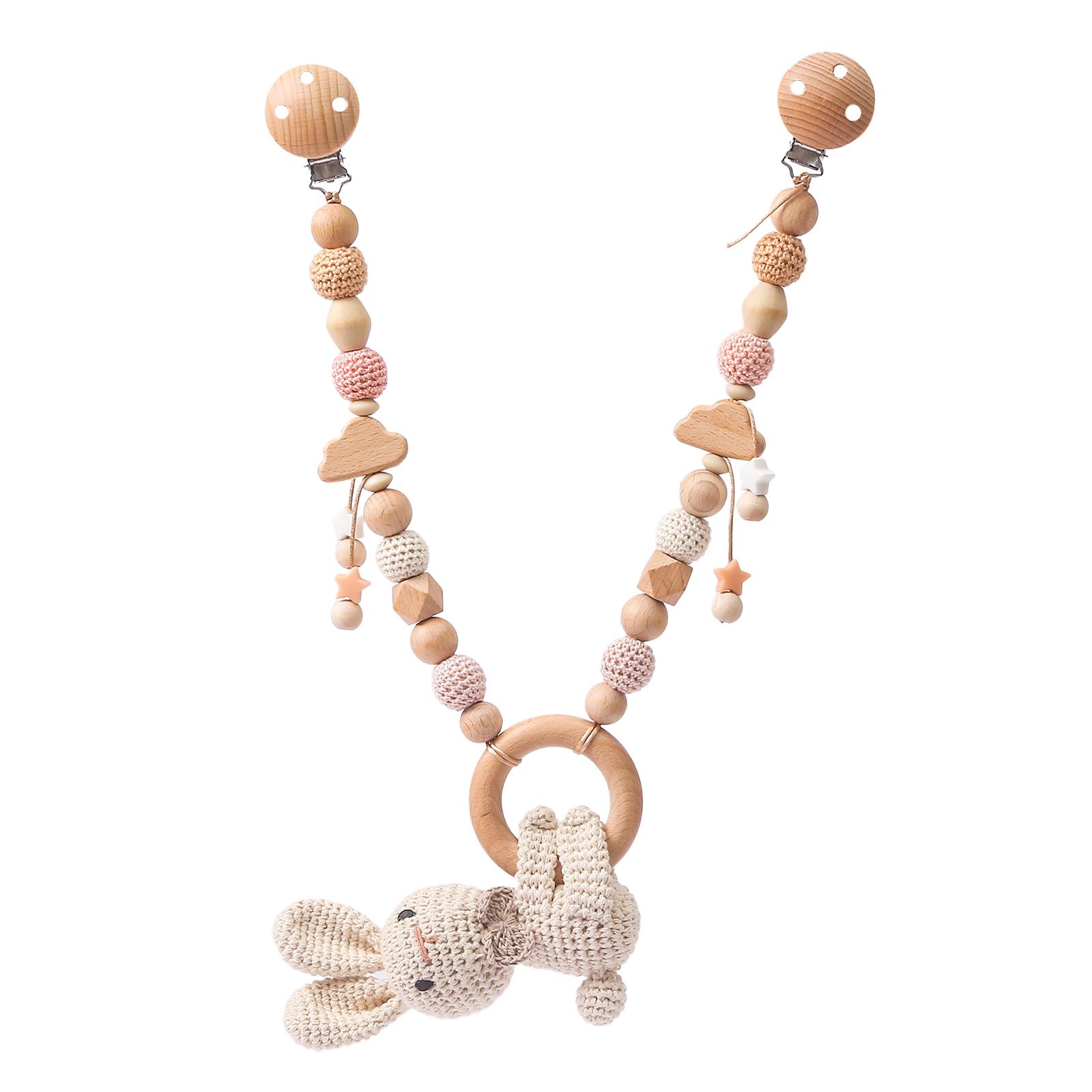 Baby Rammelaar Speelgoed 0-12 Maanden Pasgeboren Haak Rammelaar Kinderwagen Mobiel Speelgoed Houten Clips Hanger Speelgoed voor Pasgeboren Baby Dierenspeelgoed