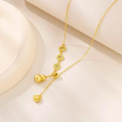 New Chinese-style Golden Gourd Necklace Light Luxury Niche National Style Temperament Blessing