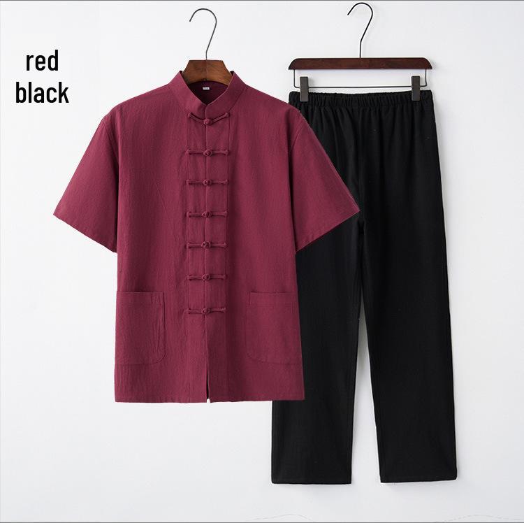 

Мужской летний костюм для тай-чи из хлопка и льна – Комплект костюма тан с коротким рукавом 170