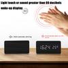 Wooden Square LED Smart Alarm Clocks for Bedrooms Digital Bedside Clock with Temperature Voice Control Desktop Clock
