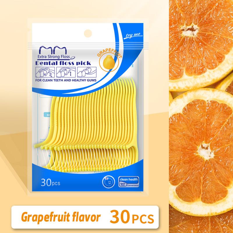 A bag of 30 Fruit-flavored Disposable Ultra-fine Dental Floss Sticks