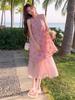 French Elegance Floral Embroidered Sleeveless Dress For Summer Casual Wear