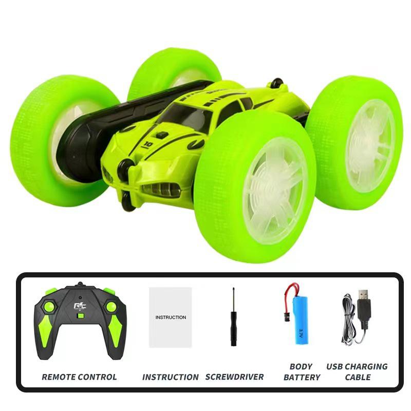 

Rechargeable Remote Control Stunt Car - Double-Sided Drift, Four-Wheel Drive, Tumbling RC Toy for Kids English Box 155-7A [465g]