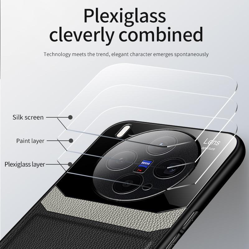 EUCAGR Luxury Acrylic Leather Case For VIVO X300 Pro X300Pro Camera Protect Phone Back Cover for VIVO X300 Frame Coque
