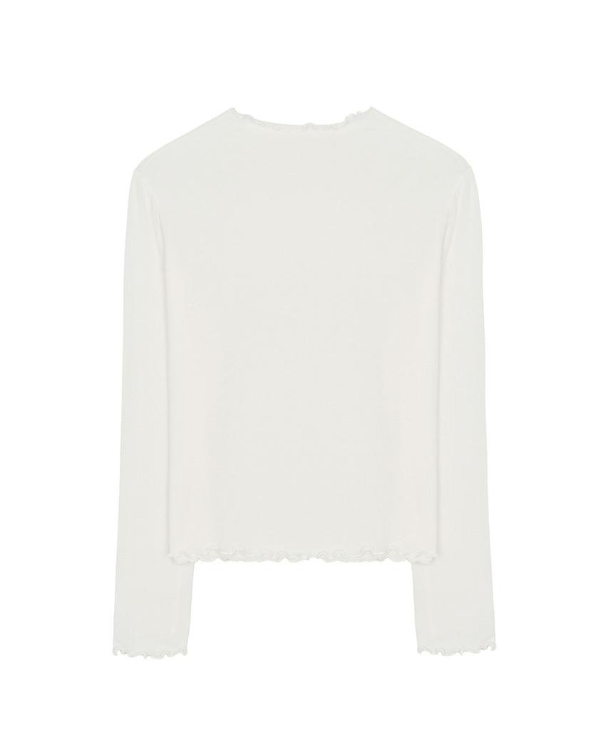 Nigaennikol Soft Frill Edge Long Sleeve Top_Cream